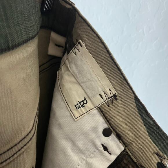 R13 Denim Jeans Tailored Drop Crotch Beige Camo Mid Rise Cropped Pants‎ Size 24 - Picture 9 of 12